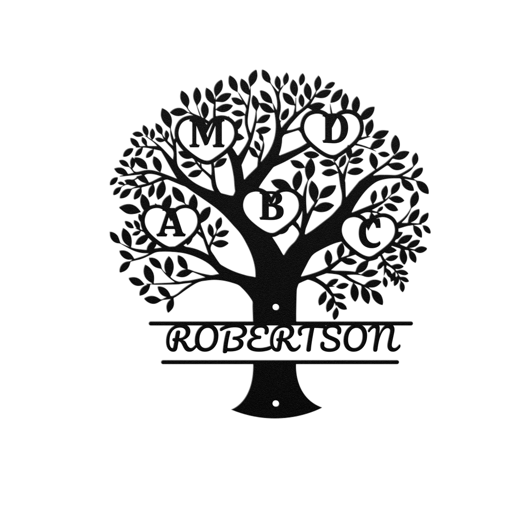 Personalized Metal Tree Sign with Family Name