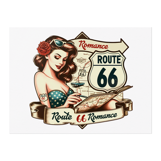 Retro, Vintage Route 66 Pinup Girl Poster: 24x18