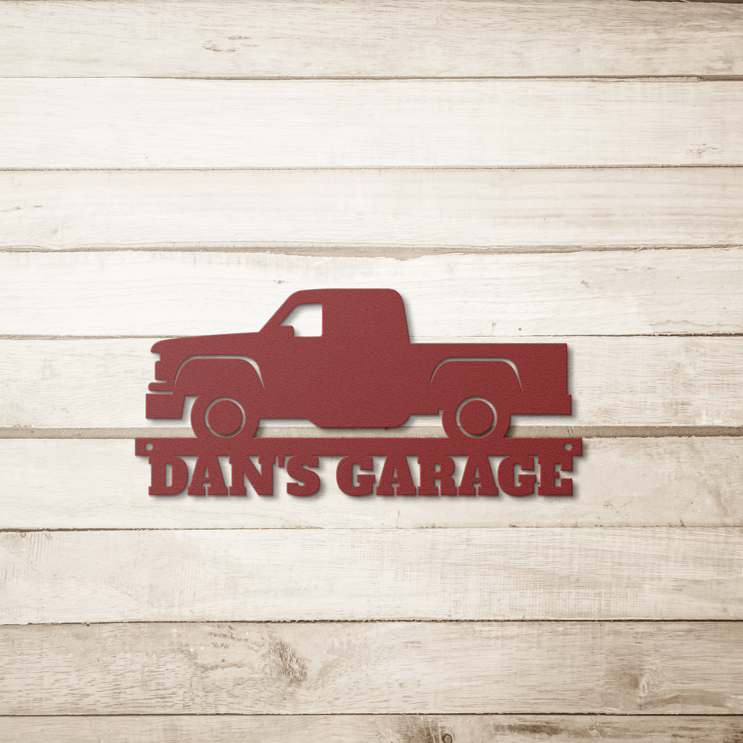 Custom Automotive Metal Sign with Pickup Silhouette