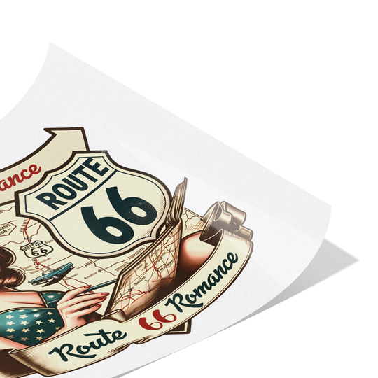 Retro, Vintage Route 66 Pinup Girl Poster: 24x18