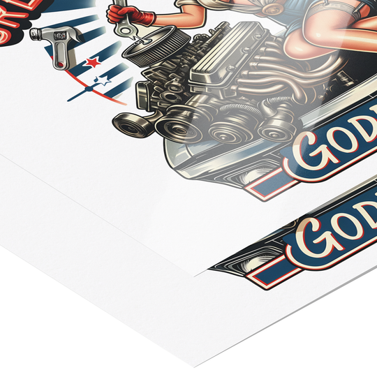 Vintage, Retro Grease monkey pinup girl Poster: 24x18