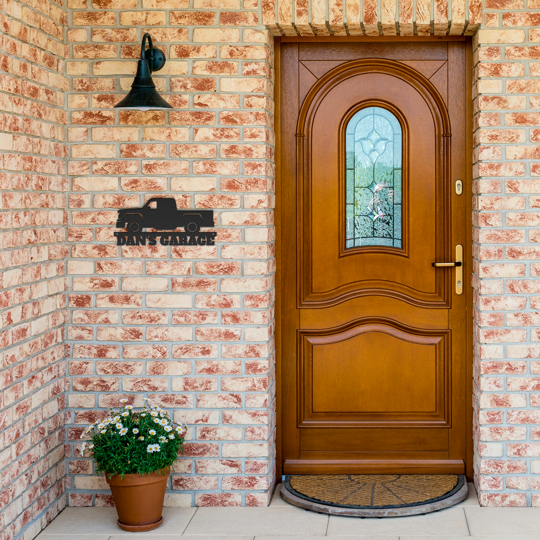 Custom Automotive Metal Sign with Pickup Silhouette