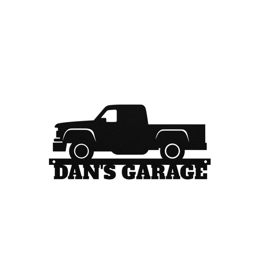 Custom Automotive Metal Sign with Pickup Silhouette