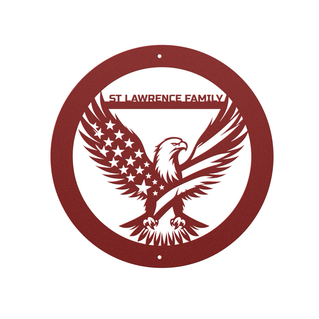 Custom Metal Signs personalize patriotic sign with an American bald eagle and flag motif Wall Art AnywherePOD