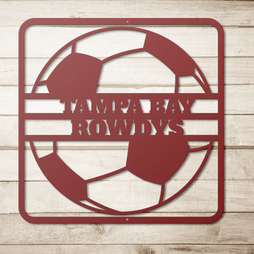 Personalized Soccer Metal Wall Art - Custom Name Decor