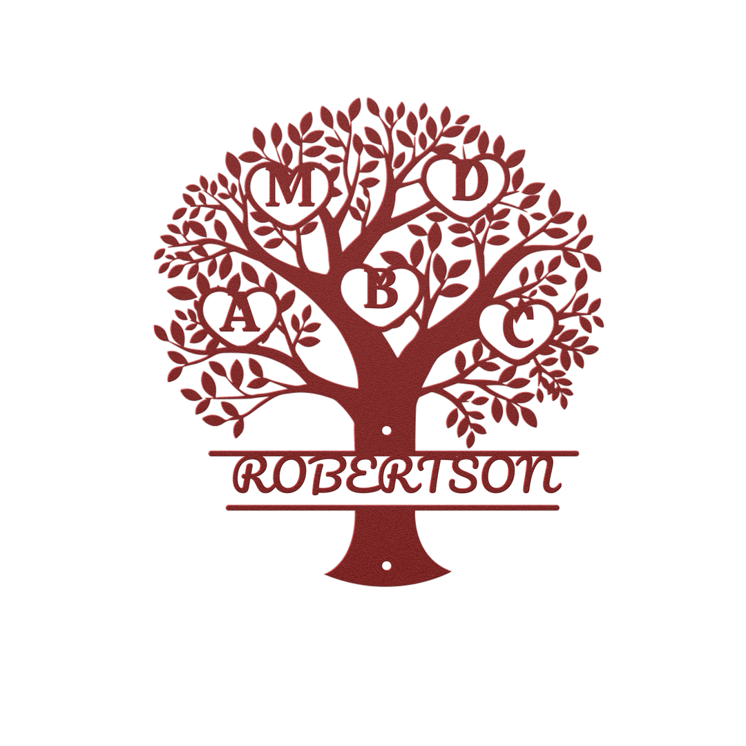 Personalized Metal Tree Sign with Family Name