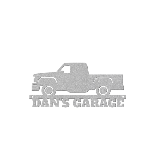 Custom Automotive Metal Sign with Pickup Silhouette