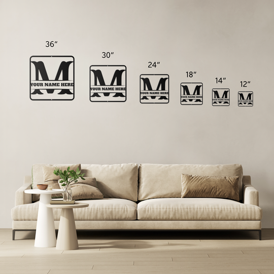 Die-Cut Metal Signs split monogram M