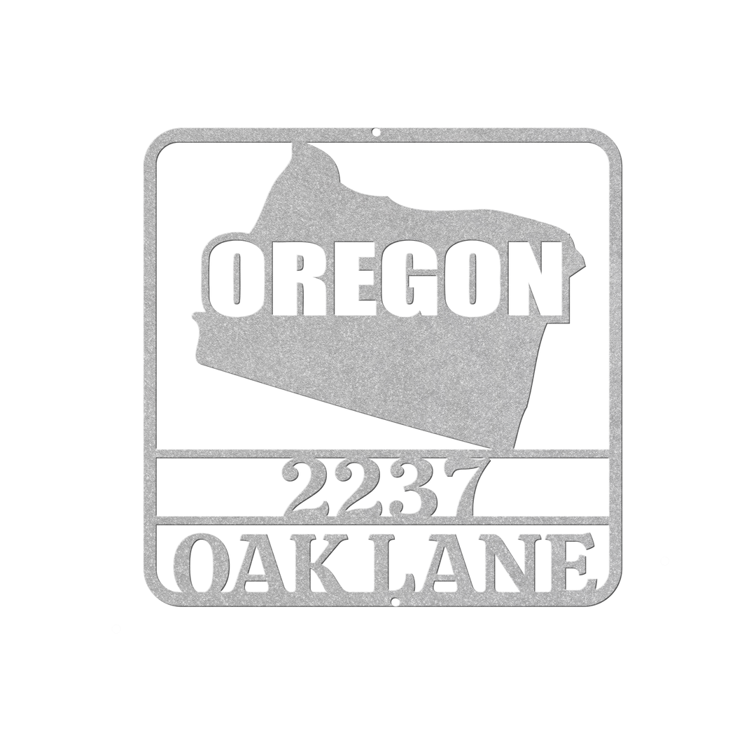 Custom Oregon Address Sign – Personalized Metal Plaque