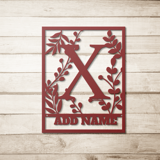 Die-Cut Metal Signs Floral monogram X