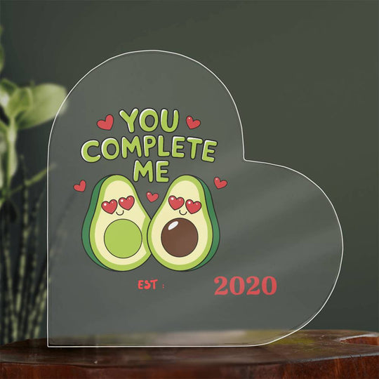 Funny avocado special occasion gift Acrylic Heart Plaque, personalized date or year