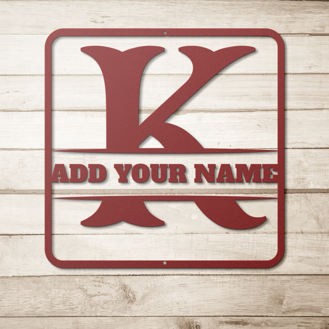 Die-Cut Metal Signs split monogram K