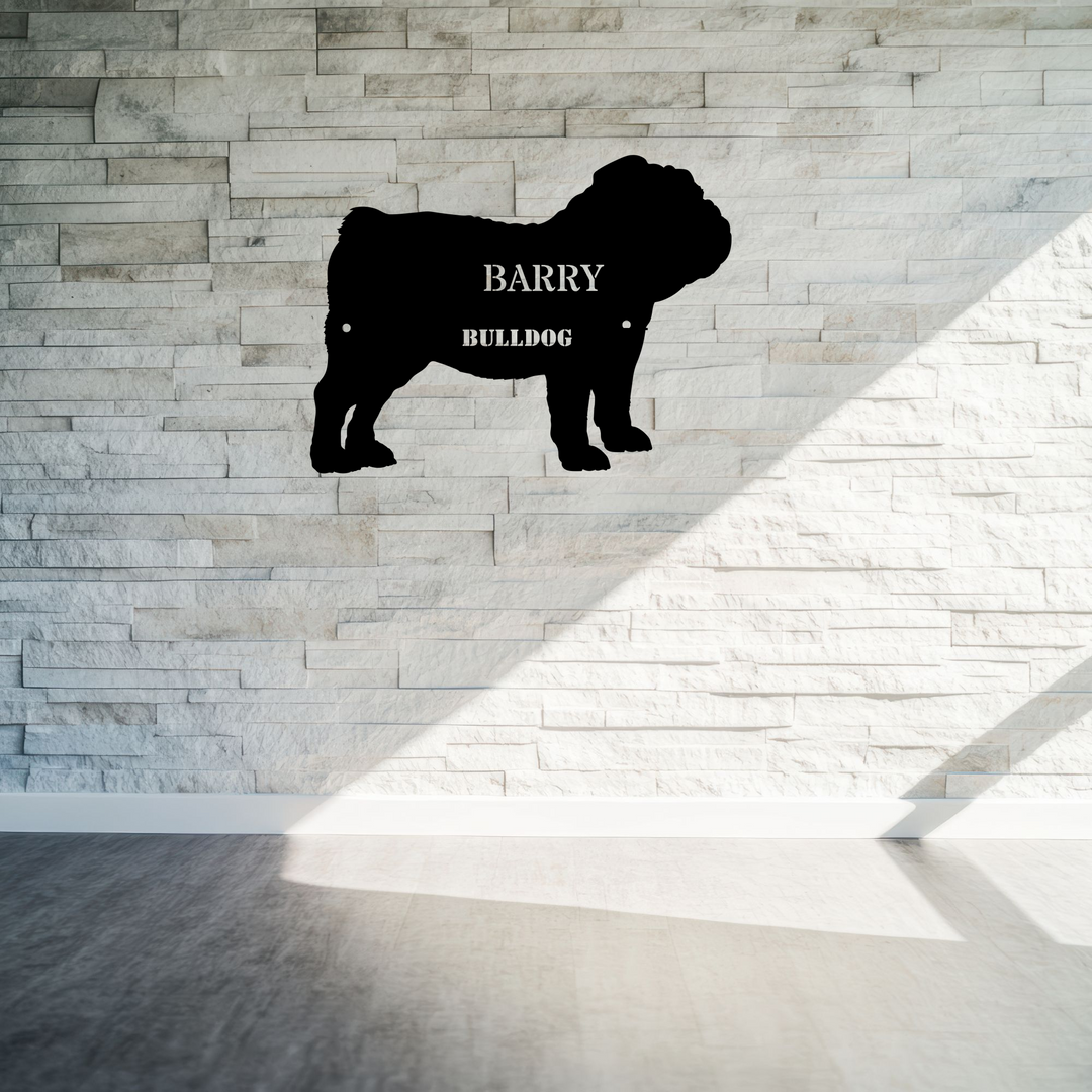Personalized Bulldog Metal Sign - Custom Pet Name Art