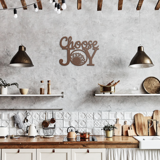 Choose Joy Metal Sign - Inspirational Farmhouse Wall Art
