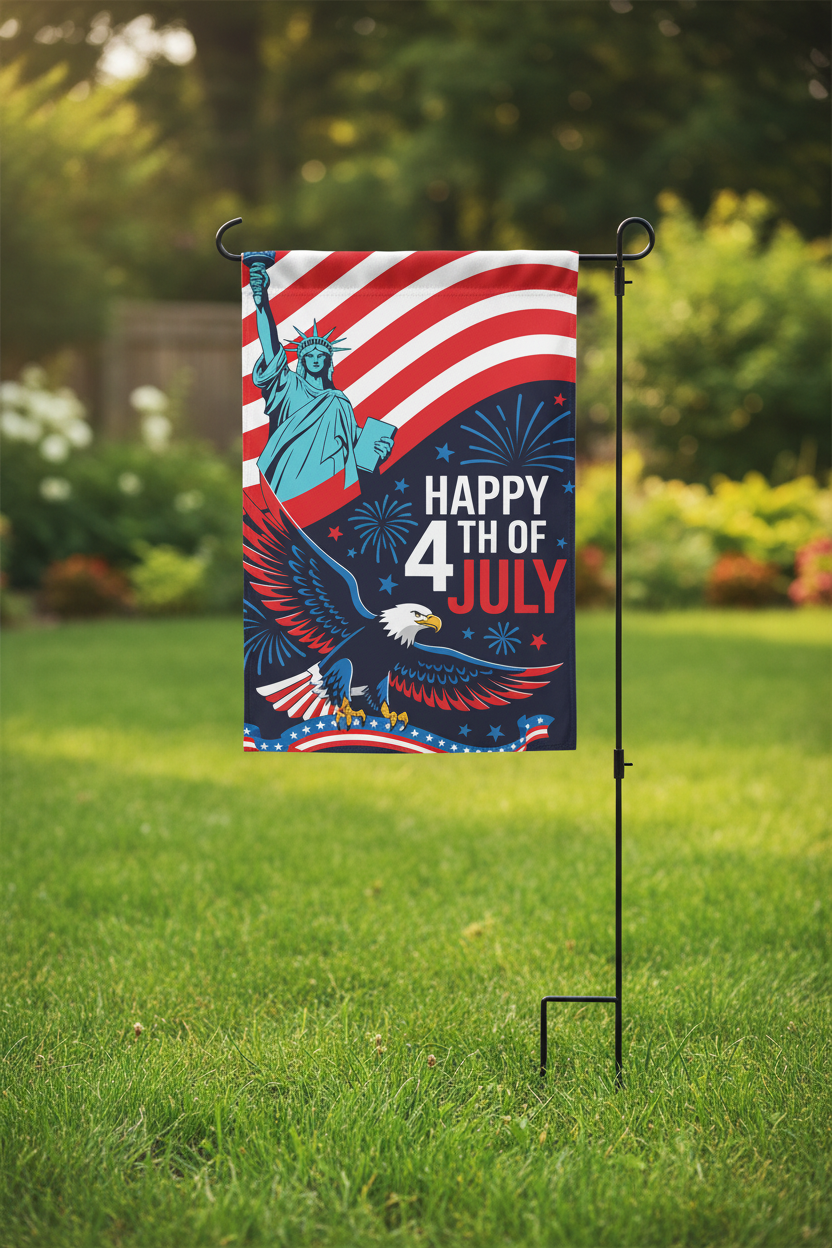 Statue of Liberty and 4th of July Garden Flag
