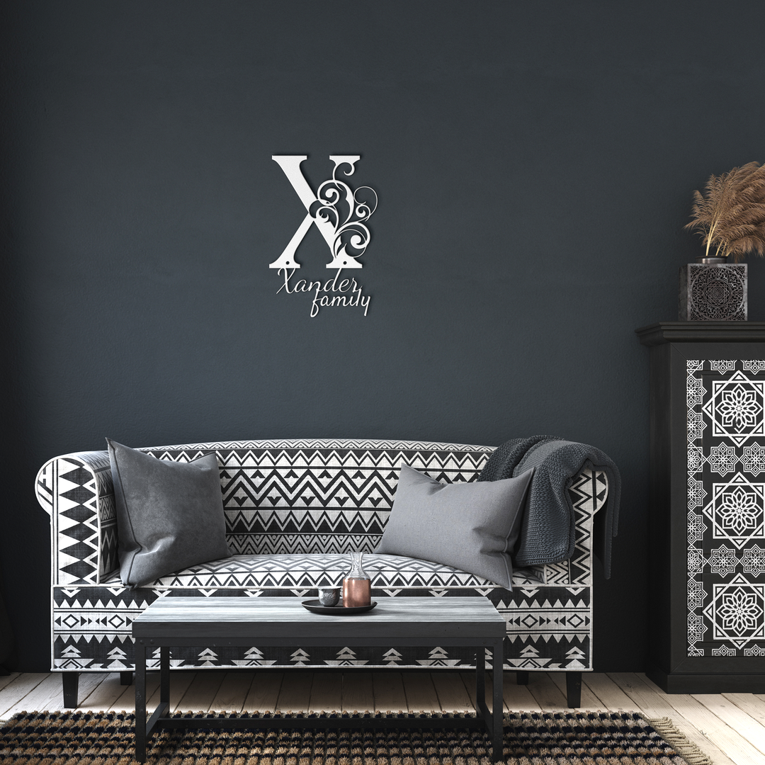 X monogram Personalized Metal Sign - Family Name Wall Art