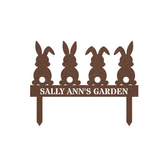 Personalized Bunny Garden Stake - Custom Outdoor Decor