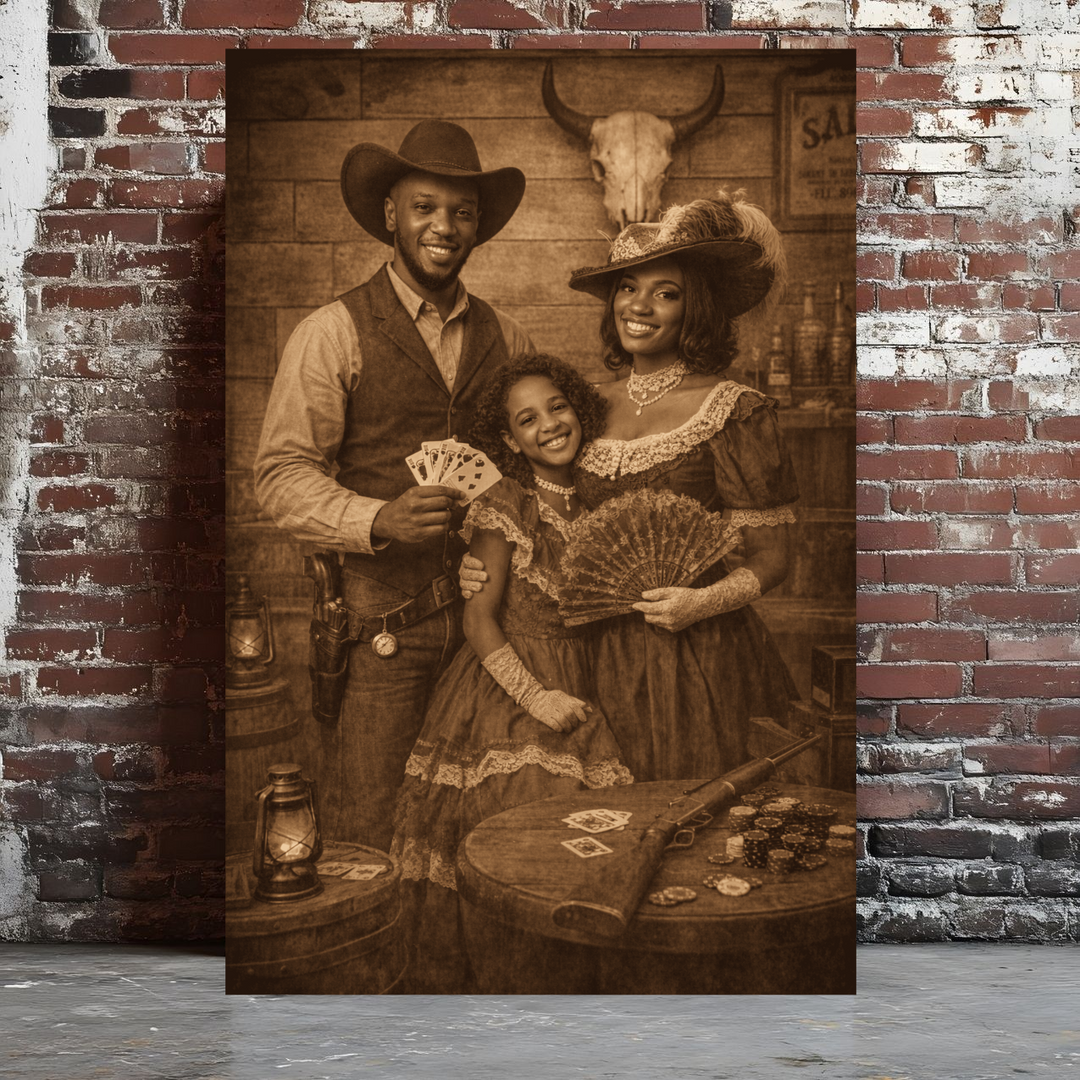 Old West Style Canvas - Personalized Vintage Family Portrait - Tailored Wall Expressions