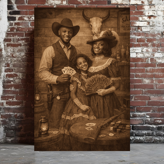 Old West Style Canvas - Personalized Vintage Family Portrait - Tailored Wall Expressions