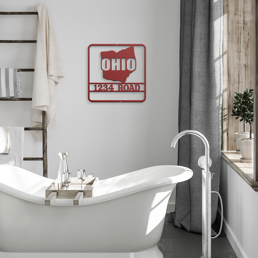 Die-Cut Metal Signs custom map of OHIO PERSONALIZED