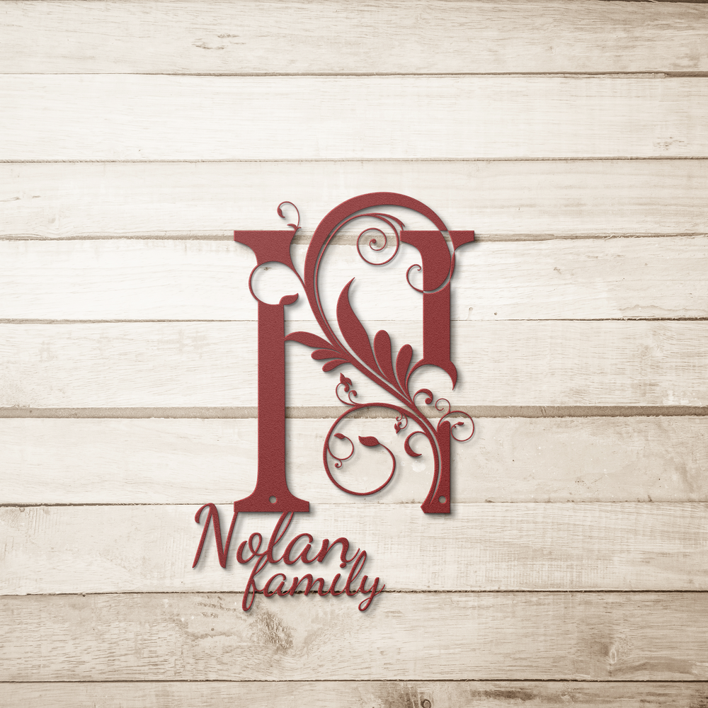 N monogram Personalized Metal Sign - Family Name Wall Art