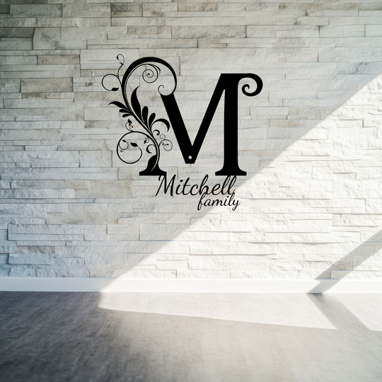 M metal monogram Personalized Metal Sign - Family Name Wall Art