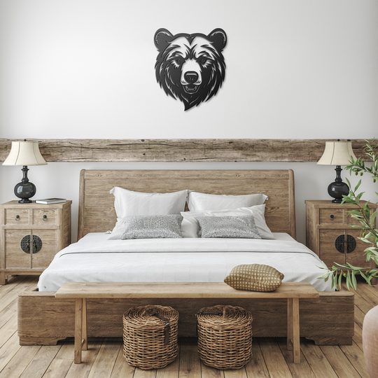 Bear Head silhouette, metal artwork, cabin decor Wall Art AnywherePOD