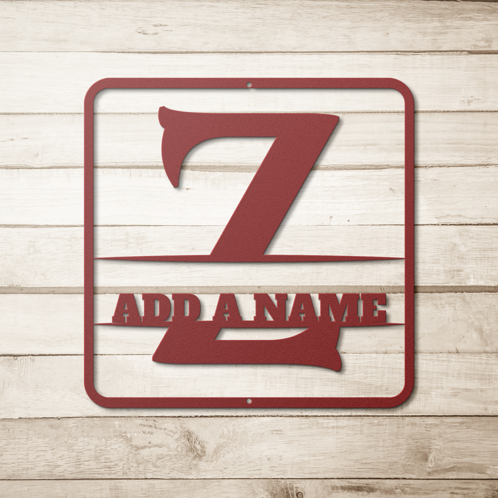 Die-Cut Metal Signs split monogram Z