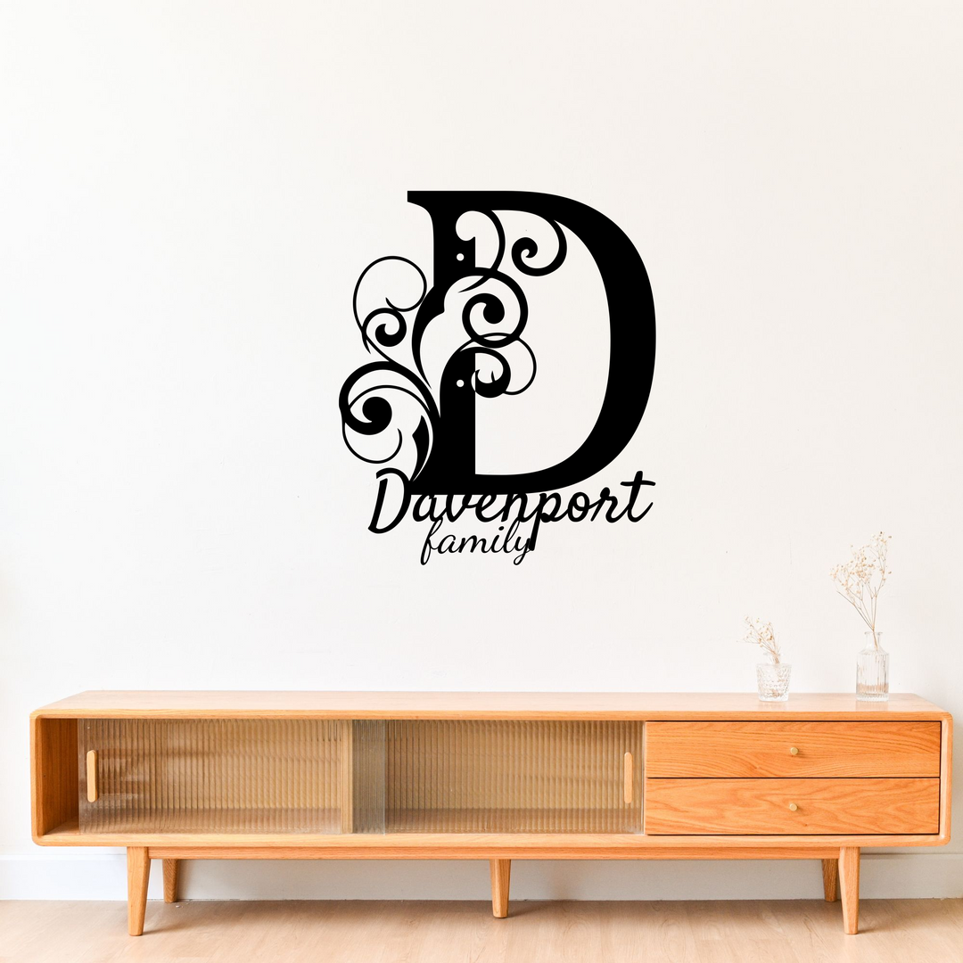D monogram Personalized Metal Sign - Family Name Wall Art