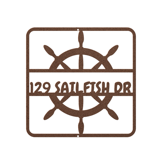 Custom Metal Address Sign - Nautical Outdoor Decor