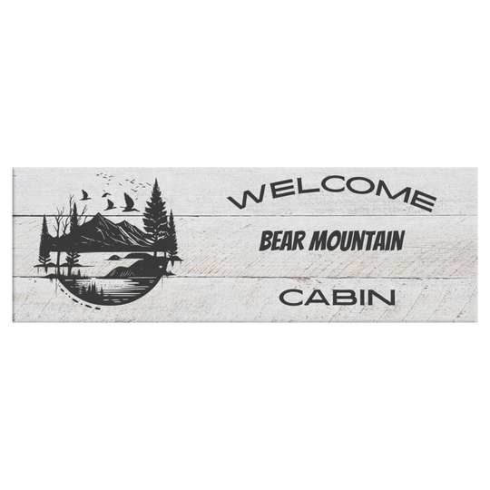 Panoramic Canvas personalized cabin sign