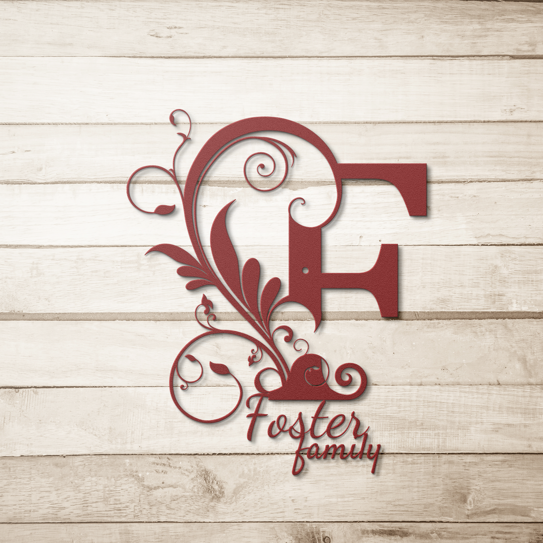 f monogram Personalized Metal Sign - Family Name Wall Art