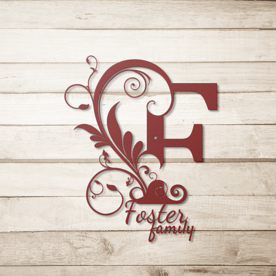 f monogram Personalized Metal Sign - Family Name Wall Art