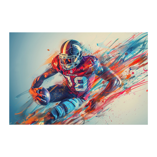 Poster: 36x24 watercolor abstract football player Wall Art AnywherePOD