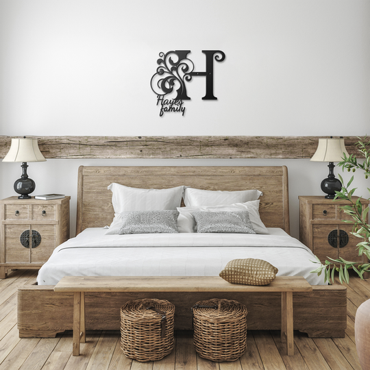 H metal monogram Personalized Metal Sign - Family Name Wall Art