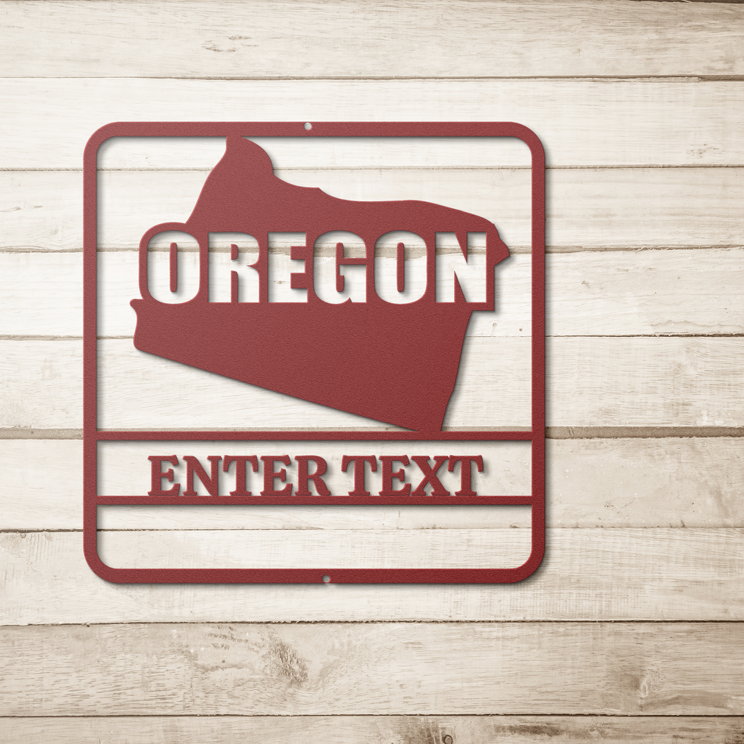 Die-Cut Metal Signs custom map of OREGON PERSONALIZED