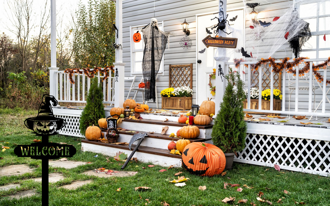 Halloween Witch Hat Pumpkin Welcome Yard Sign