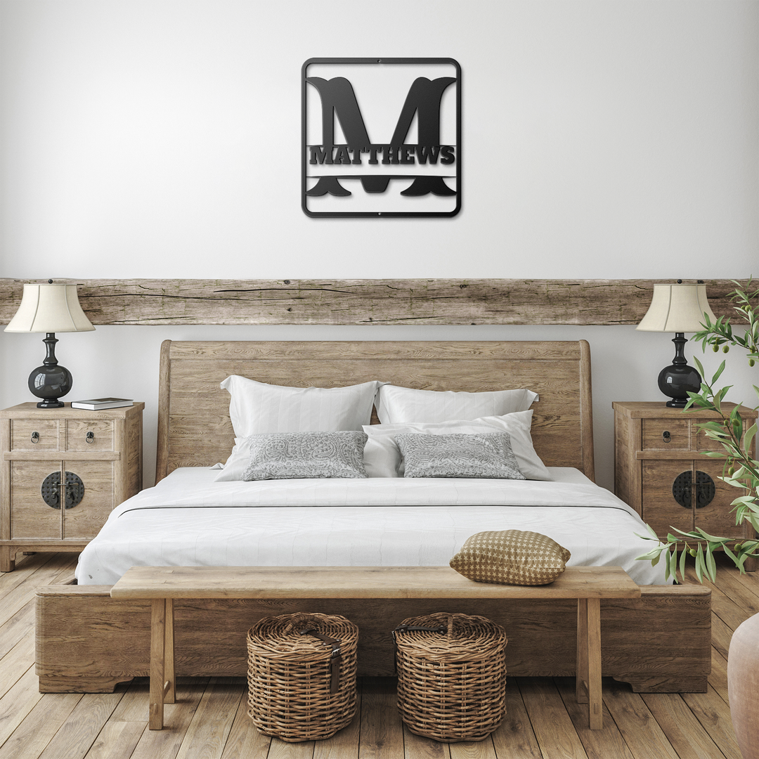 Metal Signs split monogram M PERSONALIZED Wall Art AnywherePOD