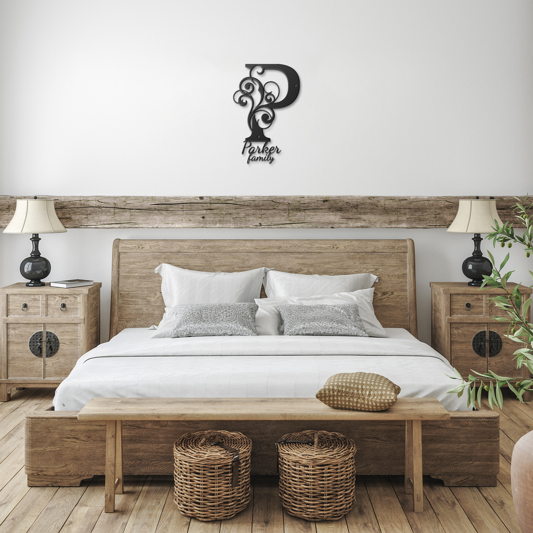 P monogram Personalized Metal Sign - Family Name Wall Art