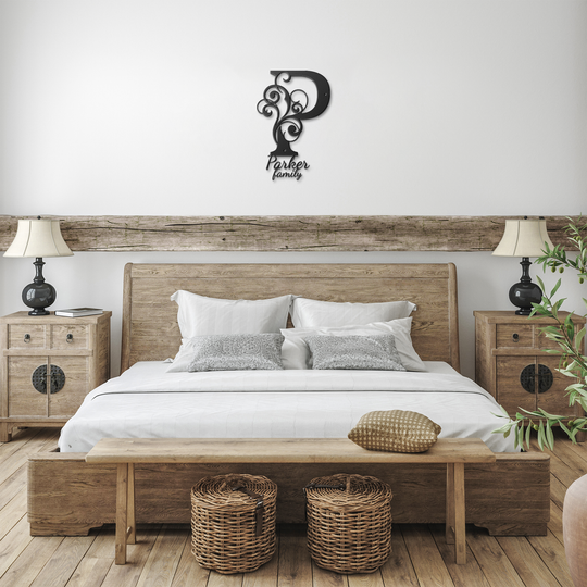 P monogram Personalized Metal Sign - Family Name Wall Art