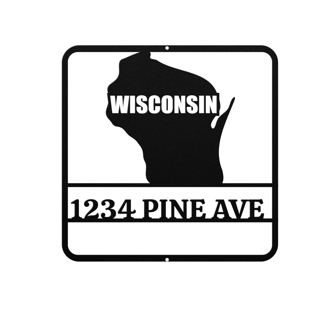 Wisconsin Custom Metal Address Sign - Personalized Outdoor Decor
