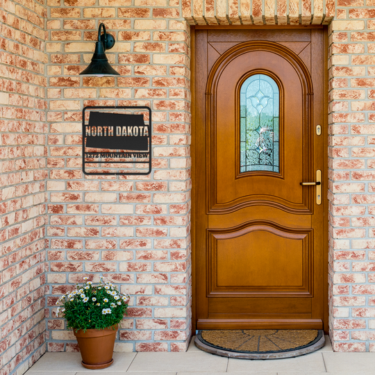 North Dakota Custom Metal Wall Art - Personalized Outdoor Address Plaque