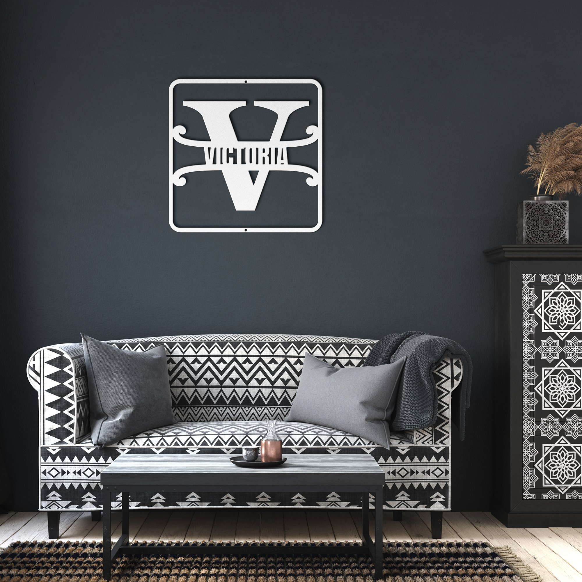 split monogram V PERSONALIZED - Tailored Wall Expressions