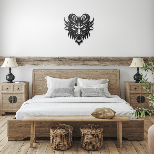 Mythical Dragon Head silhouette, Metal Signs fantasy wall art