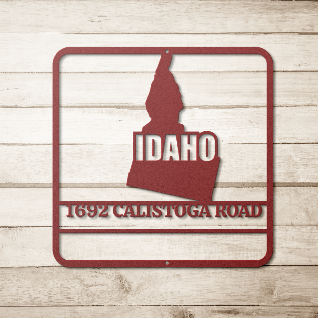 Idaho map Custom Metal Address Sign - Modern Outdoor Plaque