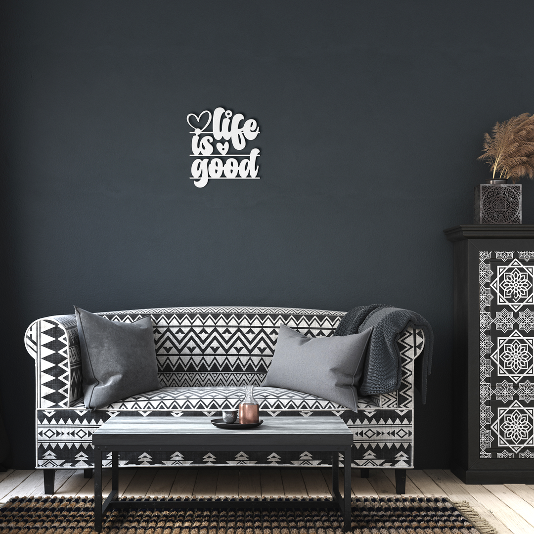 Life is good quote, metal decor Wall Art AnywherePOD White 24 Inch