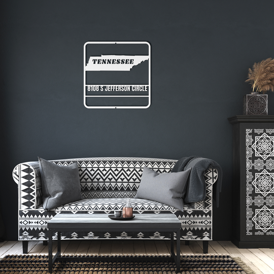 Tennessee Personalized Metal Address Sign for Home Entrance