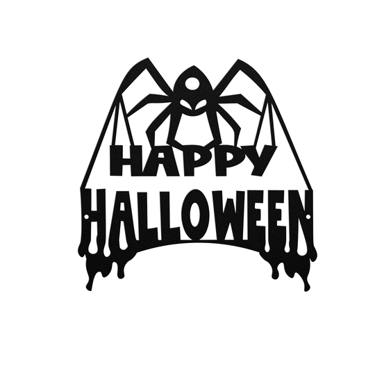 Happy Halloween Spider Metal Wall Art for Front Door Decor