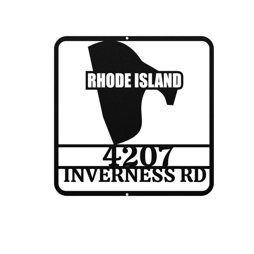 Rhode Island Custom Outdoor Metal Address Sign - Personalized Home Decor