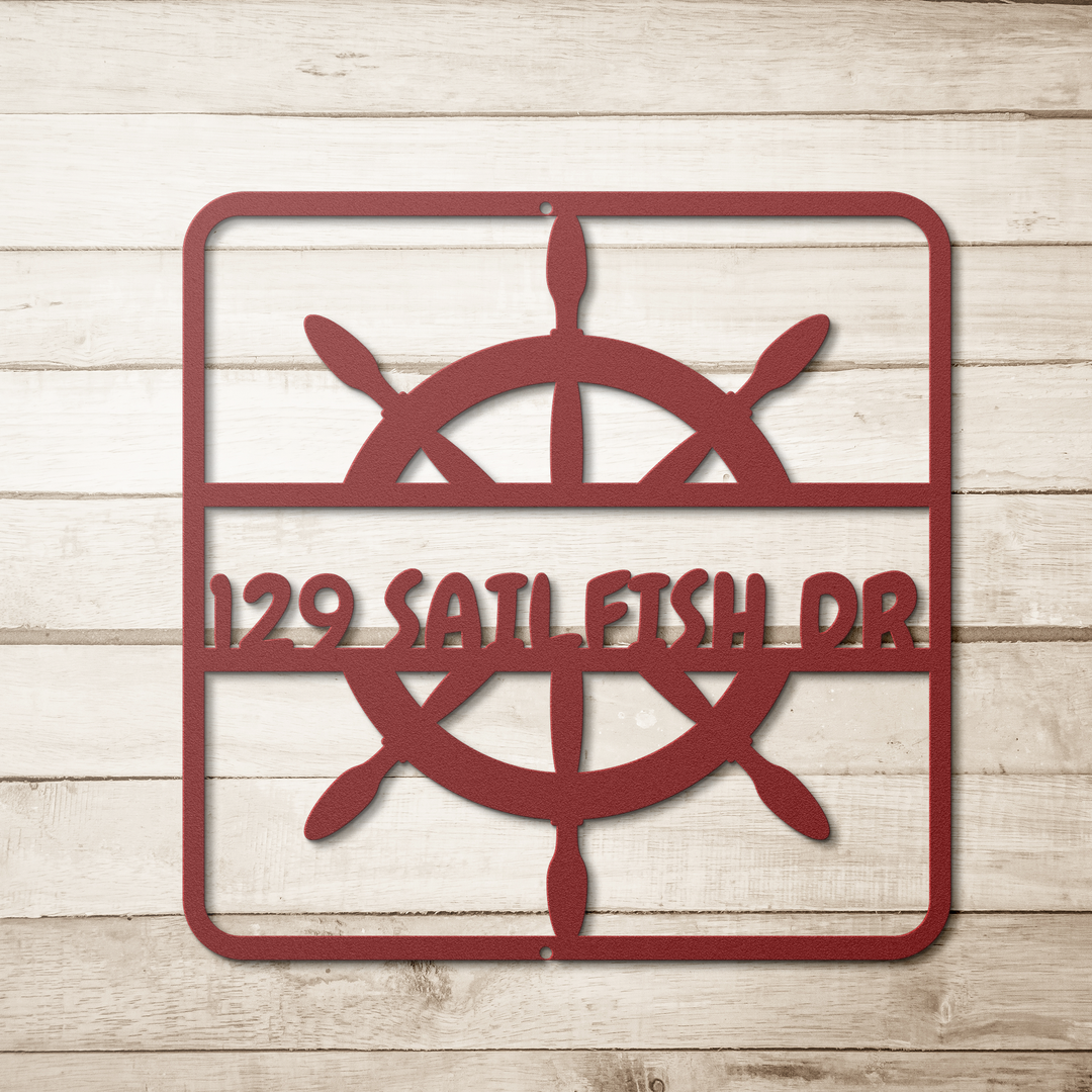 Custom Metal Address Sign - Nautical Outdoor Decor